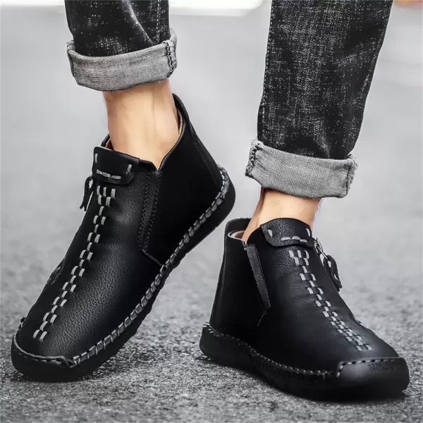 Lazzy Mens Casual Ankle Boots Leather Chukka Boot Comfortable Oxfords Dress Walking Shoes for MenBlack1