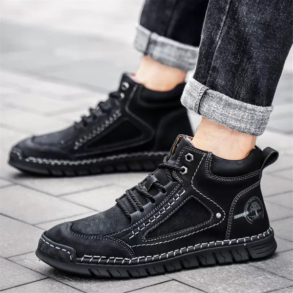 Lazzy Mens Casual Ankle Boots Leather Chukka Boot Comfortable Oxfords Dress Walking Shoes for MenBlackc