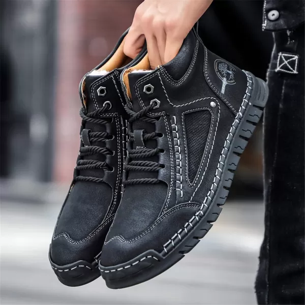 Lazzy Mens Casual Ankle Boots Leather Chukka Boot Comfortable Oxfords Dress Walking Shoes for MenBlackc