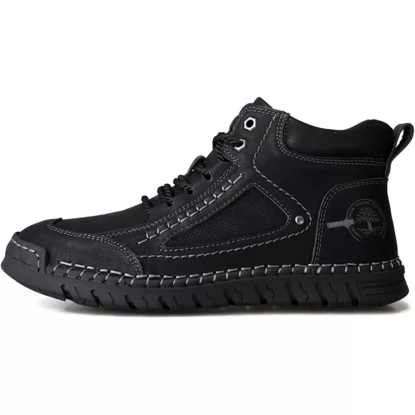 Lazzy Mens Casual Ankle Boots Leather Chukka Boot Comfortable Oxfords Dress Walking Shoes for MenBlackc