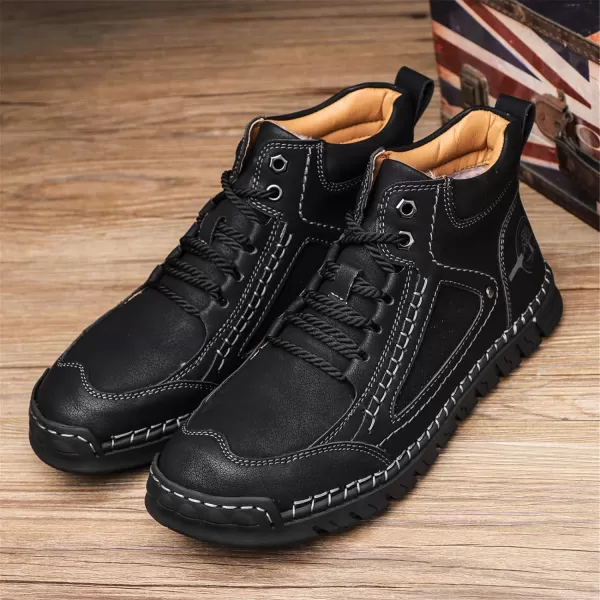 Lazzy Mens Casual Ankle Boots Leather Chukka Boot Comfortable Oxfords Dress Walking Shoes for MenBlackc
