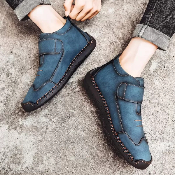 Lazzy Mens Casual Ankle Boots Leather Chukka Boot Comfortable Oxfords Dress Walking Shoes for MenBlue1