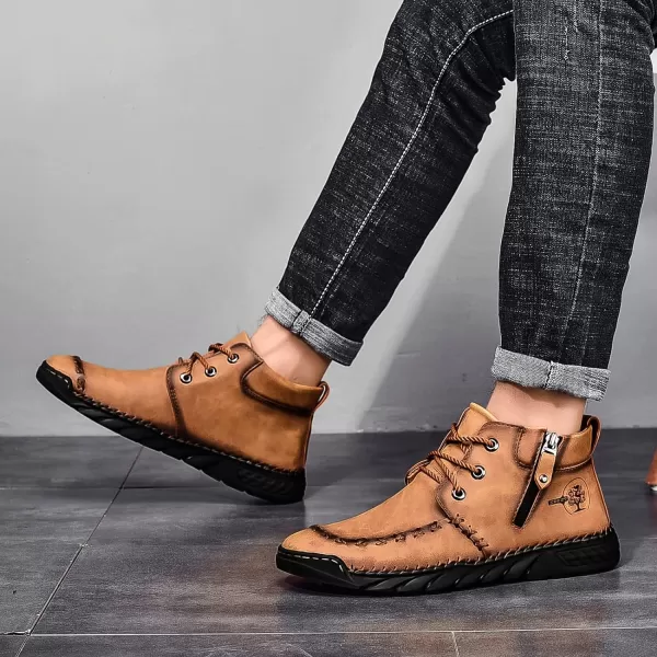 Lazzy Mens Casual Ankle Boots Leather Chukka Boot Comfortable Oxfords Dress Walking Shoes for MenBrown