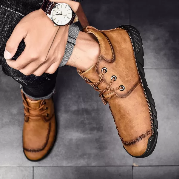 Lazzy Mens Casual Ankle Boots Leather Chukka Boot Comfortable Oxfords Dress Walking Shoes for MenBrown