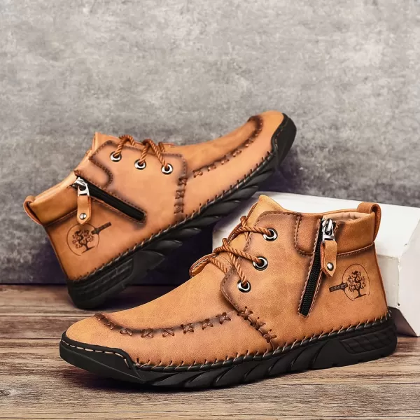 Lazzy Mens Casual Ankle Boots Leather Chukka Boot Comfortable Oxfords Dress Walking Shoes for MenBrown