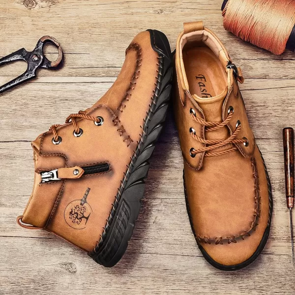 Lazzy Mens Casual Ankle Boots Leather Chukka Boot Comfortable Oxfords Dress Walking Shoes for MenBrown