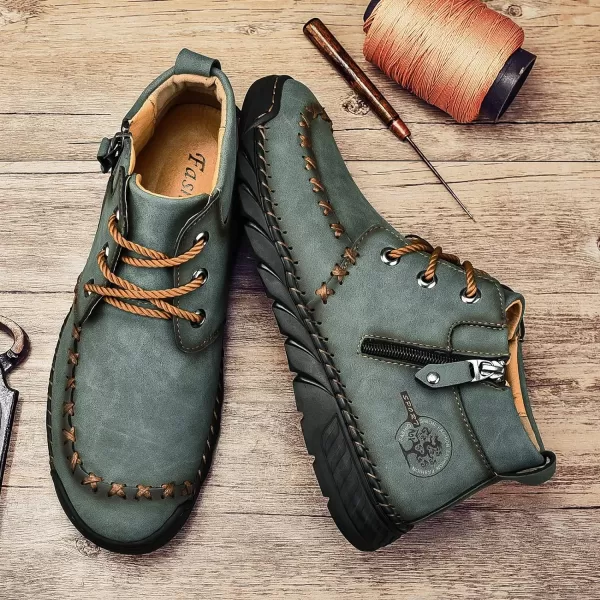 Lazzy Mens Casual Ankle Boots Leather Chukka Boot Comfortable Oxfords Dress Walking Shoes for MenGreen