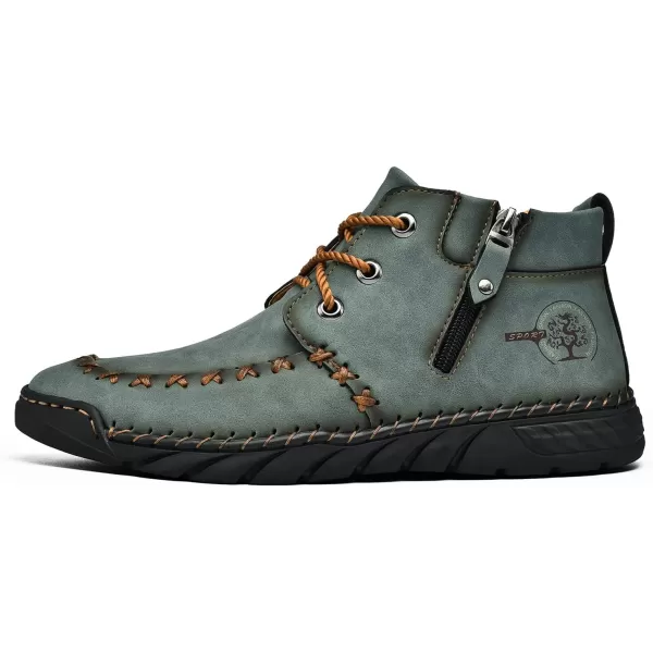 Lazzy Mens Casual Ankle Boots Leather Chukka Boot Comfortable Oxfords Dress Walking Shoes for MenGreen