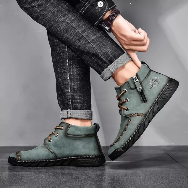 Lazzy Mens Casual Ankle Boots Leather Chukka Boot Comfortable Oxfords Dress Walking Shoes for MenGreen