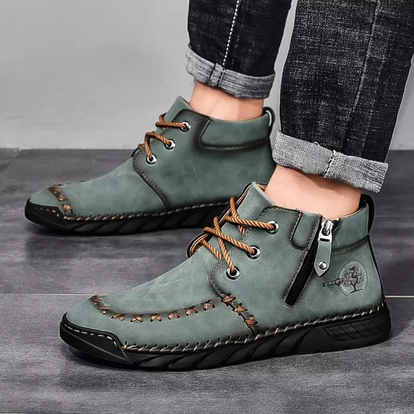 Lazzy Mens Casual Ankle Boots Leather Chukka Boot Comfortable Oxfords Dress Walking Shoes for MenGreen