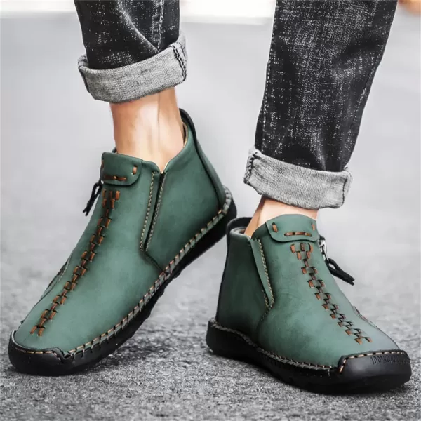Lazzy Mens Casual Ankle Boots Leather Chukka Boot Comfortable Oxfords Dress Walking Shoes for MenGreen1