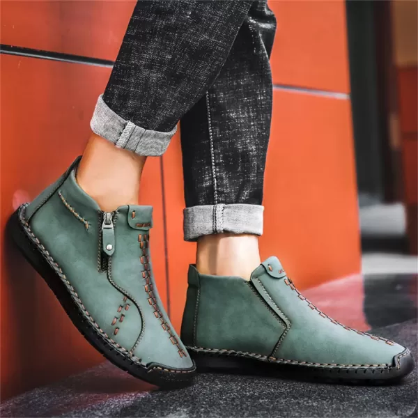 Lazzy Mens Casual Ankle Boots Leather Chukka Boot Comfortable Oxfords Dress Walking Shoes for MenGreen1