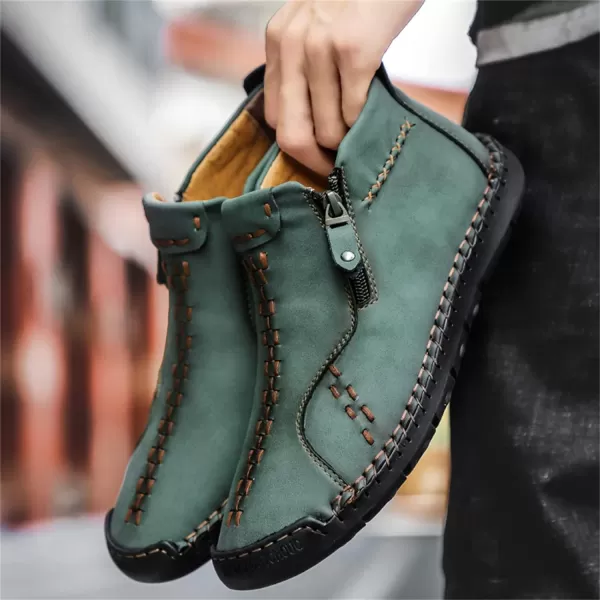 Lazzy Mens Casual Ankle Boots Leather Chukka Boot Comfortable Oxfords Dress Walking Shoes for MenGreen1