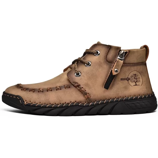 Lazzy Mens Casual Ankle Boots Leather Chukka Boot Comfortable Oxfords Dress Walking Shoes for MenKhaki
