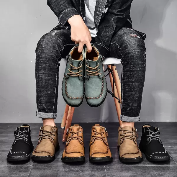 Lazzy Mens Casual Ankle Boots Leather Chukka Boot Comfortable Oxfords Dress Walking Shoes for MenKhaki