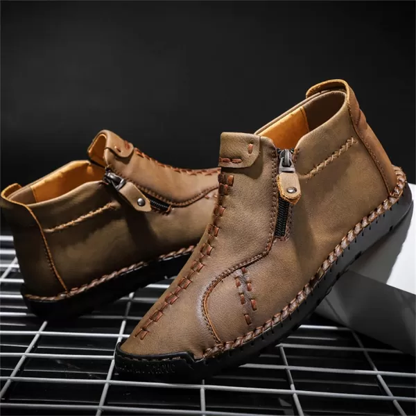 Lazzy Mens Casual Ankle Boots Leather Chukka Boot Comfortable Oxfords Dress Walking Shoes for MenKhaki1