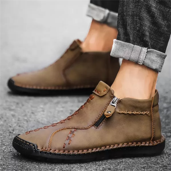Lazzy Mens Casual Ankle Boots Leather Chukka Boot Comfortable Oxfords Dress Walking Shoes for MenKhaki1