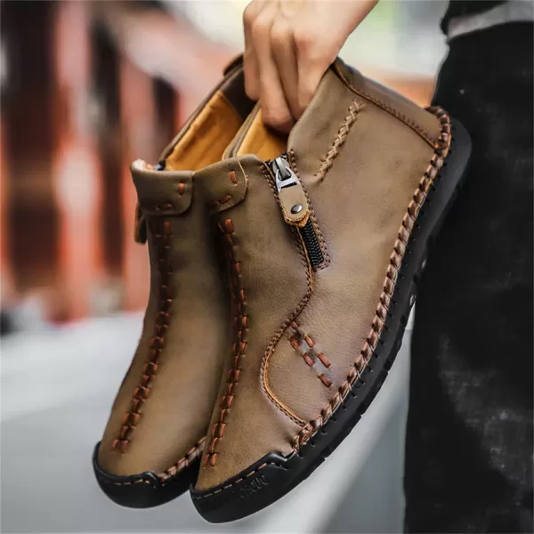 Lazzy Mens Casual Ankle Boots Leather Chukka Boot Comfortable Oxfords Dress Walking Shoes for MenKhaki1