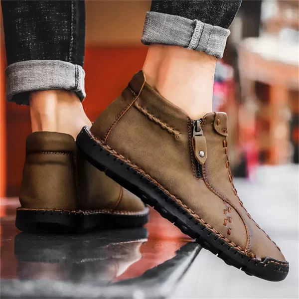 Lazzy Mens Casual Ankle Boots Leather Chukka Boot Comfortable Oxfords Dress Walking Shoes for MenKhaki1
