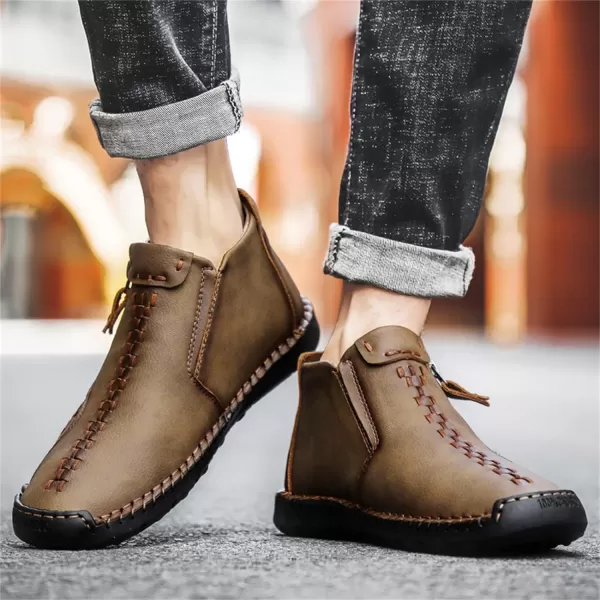 Lazzy Mens Casual Ankle Boots Leather Chukka Boot Comfortable Oxfords Dress Walking Shoes for MenKhaki1