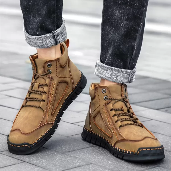 Lazzy Mens Casual Ankle Boots Leather Chukka Boot Comfortable Oxfords Dress Walking Shoes for MenKhakic