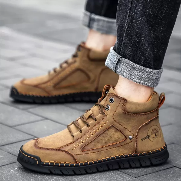 Lazzy Mens Casual Ankle Boots Leather Chukka Boot Comfortable Oxfords Dress Walking Shoes for MenKhakic