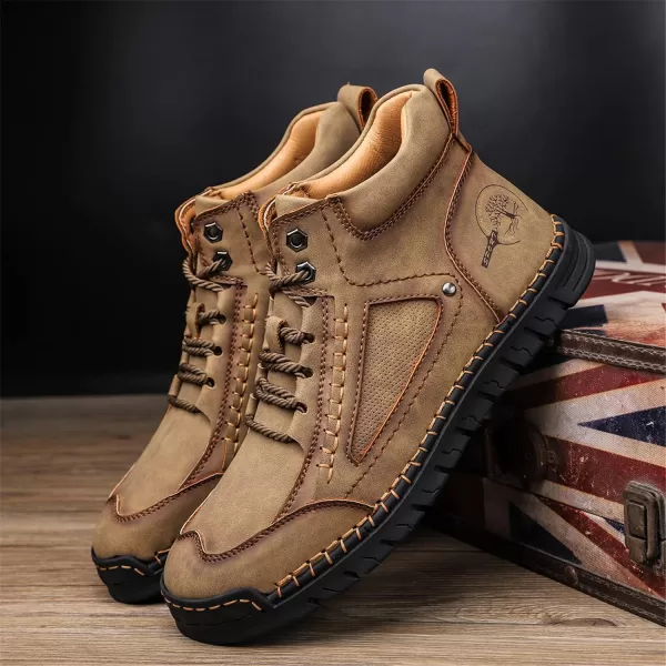 Lazzy Mens Casual Ankle Boots Leather Chukka Boot Comfortable Oxfords Dress Walking Shoes for MenKhakic