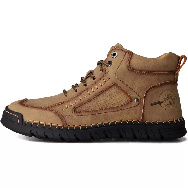 Lazzy Mens Casual Ankle Boots Leather Chukka Boot Comfortable Oxfords Dress Walking Shoes for MenKhakic
