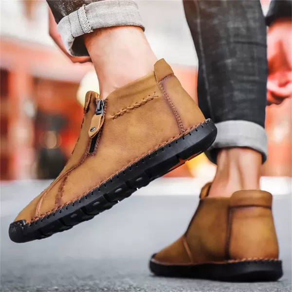 Lazzy Mens Casual Ankle Boots Leather Chukka Boot Comfortable Oxfords Dress Walking Shoes for MenYellow1