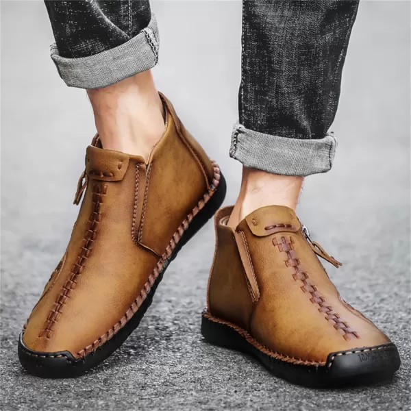 Lazzy Mens Casual Ankle Boots Leather Chukka Boot Comfortable Oxfords Dress Walking Shoes for MenYellow1