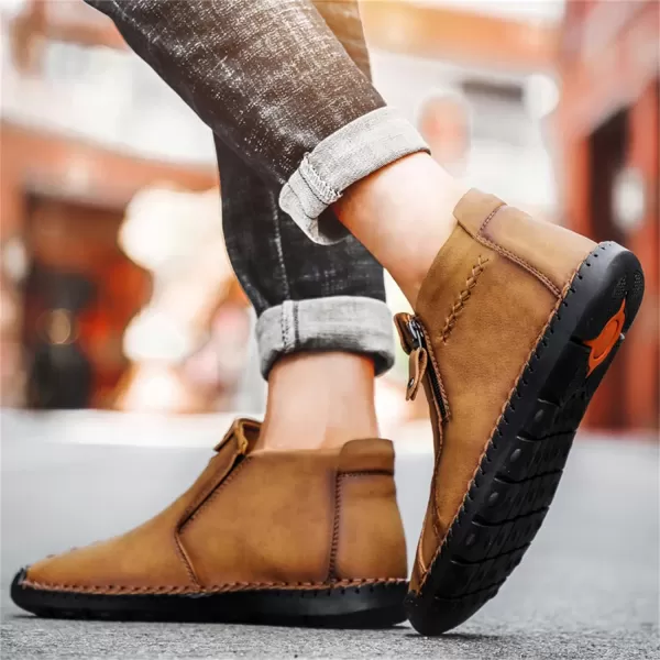 Lazzy Mens Casual Ankle Boots Leather Chukka Boot Comfortable Oxfords Dress Walking Shoes for MenYellow1