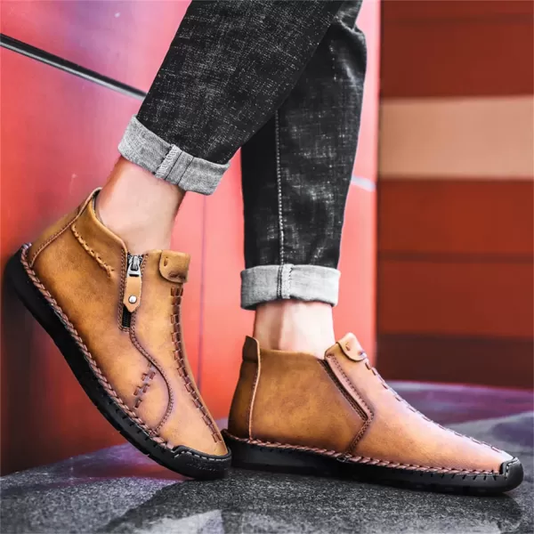 Lazzy Mens Casual Ankle Boots Leather Chukka Boot Comfortable Oxfords Dress Walking Shoes for MenYellow1