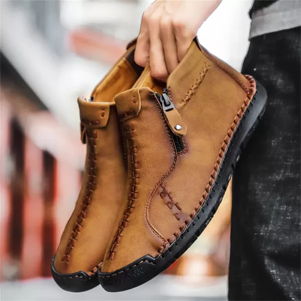 Lazzy Mens Casual Ankle Boots Leather Chukka Boot Comfortable Oxfords Dress Walking Shoes for MenYellow1