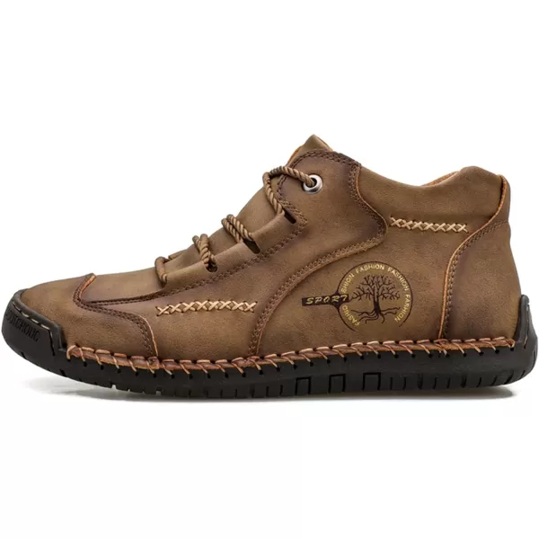 Lazzy Mens Casual Shoes Vintage Ankle Chukka Boots Pu Leather Loafers Shoes Soft Comfort Walking Driving Shoes Black Brown Khaki GreenKhaki