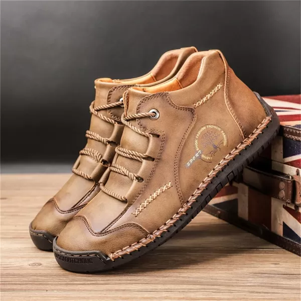 Lazzy Mens Casual Shoes Vintage Ankle Chukka Boots Pu Leather Loafers Shoes Soft Comfort Walking Driving Shoes Black Brown Khaki GreenKhaki