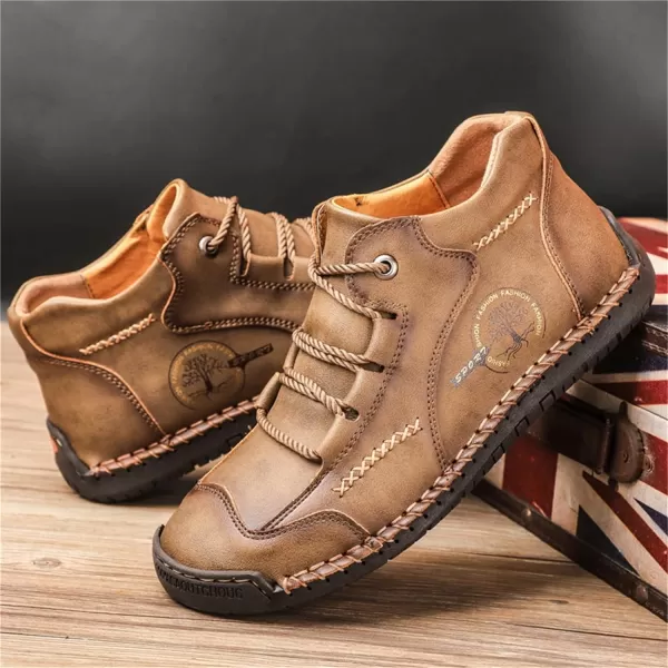 Lazzy Mens Casual Shoes Vintage Ankle Chukka Boots Pu Leather Loafers Shoes Soft Comfort Walking Driving Shoes Black Brown Khaki GreenKhaki