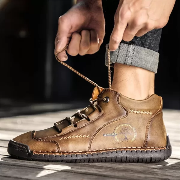 Lazzy Mens Casual Shoes Vintage Ankle Chukka Boots Pu Leather Loafers Shoes Soft Comfort Walking Driving Shoes Black Brown Khaki GreenKhaki