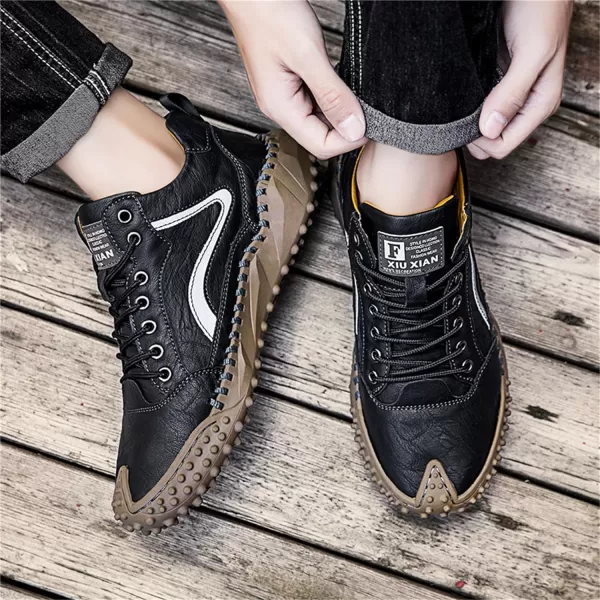 Lazzy Mens Fashion Sneakers Casual Shoes Comfortable Leather Walking Shoes Breathable Casual Dress Shoes for MenBlack