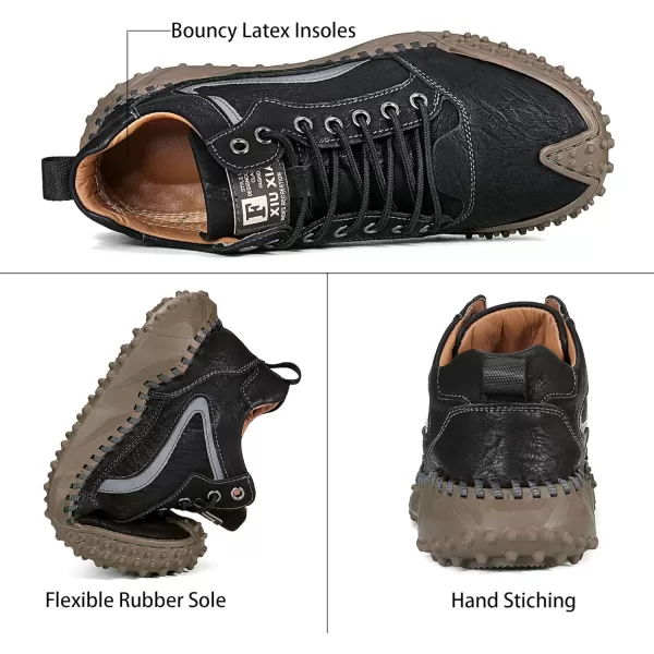 Lazzy Mens Fashion Sneakers Casual Shoes Comfortable Leather Walking Shoes Breathable Casual Dress Shoes for MenBlack