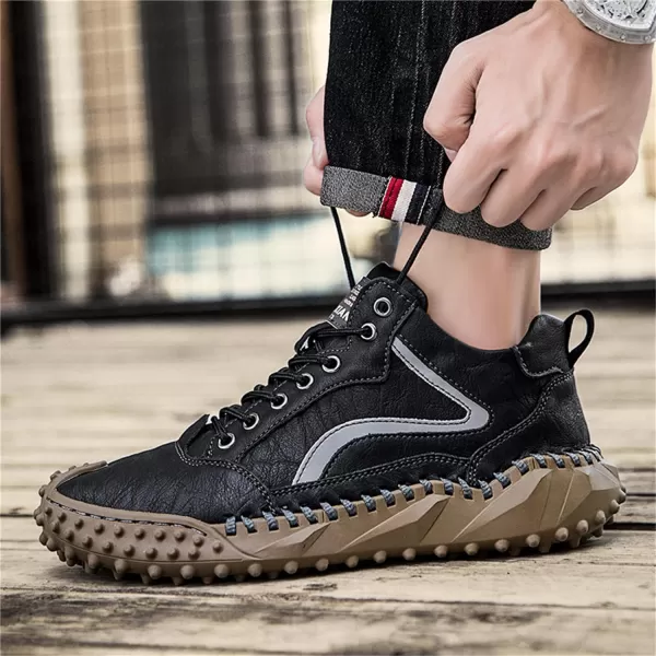 Lazzy Mens Fashion Sneakers Casual Shoes Comfortable Leather Walking Shoes Breathable Casual Dress Shoes for MenBlack