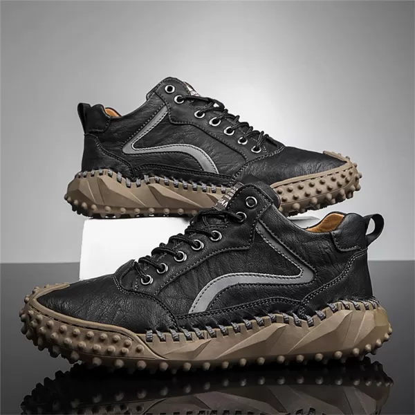 Lazzy Mens Fashion Sneakers Casual Shoes Comfortable Leather Walking Shoes Breathable Casual Dress Shoes for MenBlack