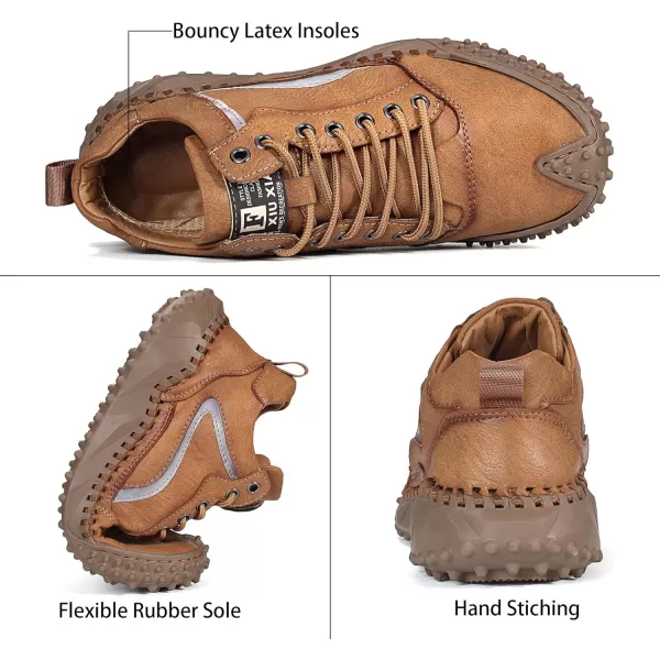 Lazzy Mens Fashion Sneakers Casual Shoes Comfortable Leather Walking Shoes Breathable Casual Dress Shoes for MenBrown