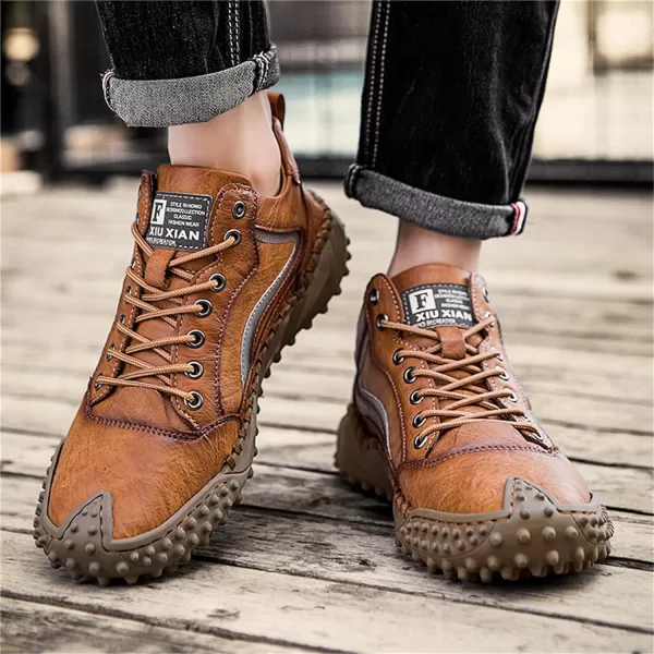 Lazzy Mens Fashion Sneakers Casual Shoes Comfortable Leather Walking Shoes Breathable Casual Dress Shoes for MenBrown
