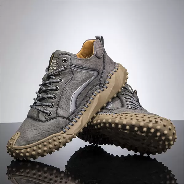 Lazzy Mens Fashion Sneakers Casual Shoes Comfortable Leather Walking Shoes Breathable Casual Dress Shoes for MenGrey