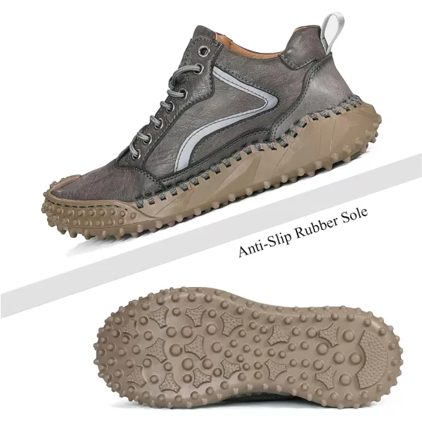 Lazzy Mens Fashion Sneakers Casual Shoes Comfortable Leather Walking Shoes Breathable Casual Dress Shoes for MenGrey
