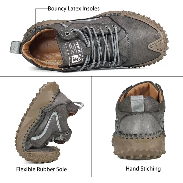 Lazzy Mens Fashion Sneakers Casual Shoes Comfortable Leather Walking Shoes Breathable Casual Dress Shoes for MenGrey