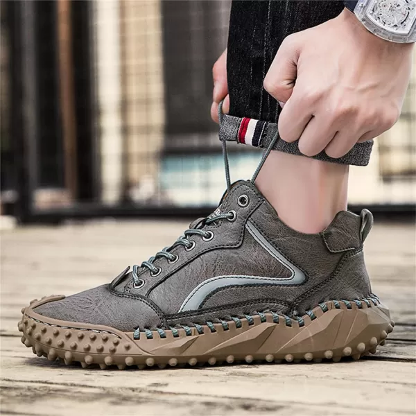 Lazzy Mens Fashion Sneakers Casual Shoes Comfortable Leather Walking Shoes Breathable Casual Dress Shoes for MenGrey