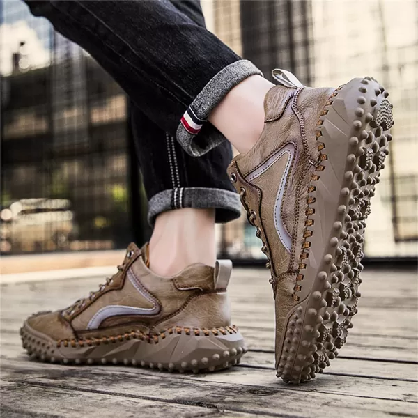 Lazzy Mens Fashion Sneakers Casual Shoes Comfortable Leather Walking Shoes Breathable Casual Dress Shoes for MenKhaki