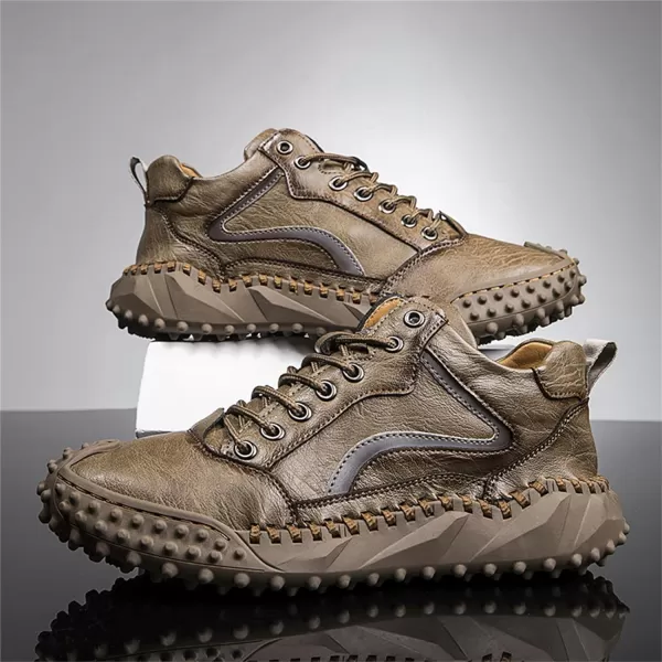 Lazzy Mens Fashion Sneakers Casual Shoes Comfortable Leather Walking Shoes Breathable Casual Dress Shoes for MenKhaki