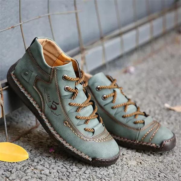 Lazzy Mens Slip On Shoes Pu Leather Casual Loafers Hand Stiching Chukka Boots Fashion Oxfords Shoes Vintage Walking Driving Shoes for MaleZgreen